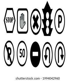 Basic Road Signs Black and White