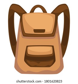 Basic rucksack for traveling or urban life, isolated icon of backpack classic model of bag. Pockets and straps for adjustments, satchel for kids or students, travelers. Baggage vector in flat style