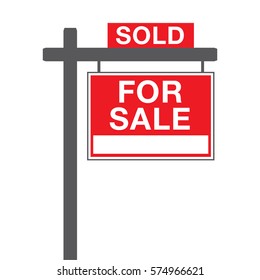 A basic for sale sign in vector format. This icon is typically used by a real-estate agent to advertise a house listing.