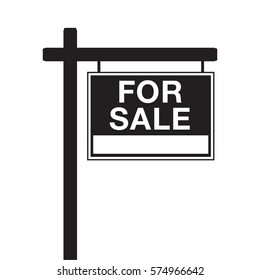 A Basic For Sale Sign In Vector Format. This Icon Is Typically Used By A Real-estate Agent To Advertise A House Listing.