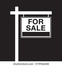 A basic for sale sign in vector format. This icon is typically used by a real-estate agent to advertise a house listing.