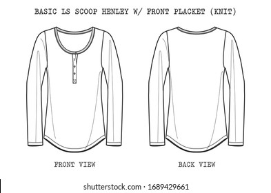 Basic Scoop Henley w/ Front Placket