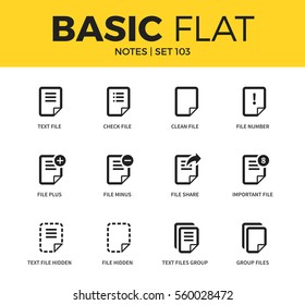 Basic set of clean file, file number and important icons. Modern flat pictogram collection. Vector material design concept, web symbols and logo concept.