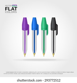 Basic Set of color ball-pens.
Flat colors only, no gradients.
