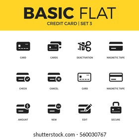 Basic set of secure form, edit element and cards form icons. Modern flat pictogram collection. Vector material design concept, web symbols and logo concept.