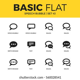 Basic set of Speech bubble, text and dialog icons. Modern flat pictogram collection. Vector material design concept, web symbols and logo concept.