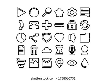 Basic set of vector icons for websites, applications and printed products