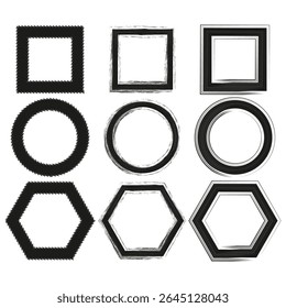 Basiscollectie van vormen. Vierkante cirkel zeshoek. Geometrische formulierset. Vectoromtrek symbolen.