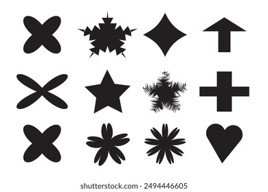 Basic shape elements, Geometric shapes set, sharp and rounded edges vector set.