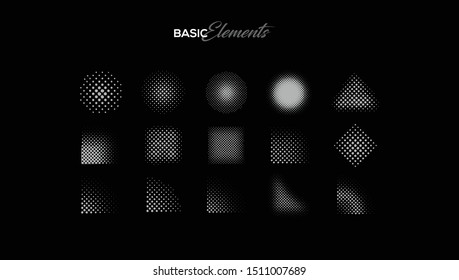 Basic shape elements of halftone dotted effect