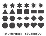 Basic shape elements with sharp and rounded edges vector set.