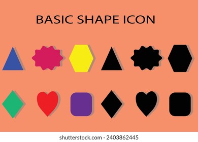 Basic shape elements with sharp and rounded edges vector set. Vector Illustration.