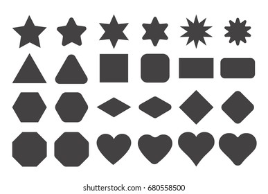 Basic shape elements with sharp and rounded edges vector set.