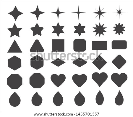 Basic shape elements with sharp and rounded edges vector set.