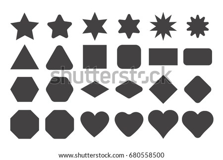 Basic shape elements with sharp and rounded edges vector set.