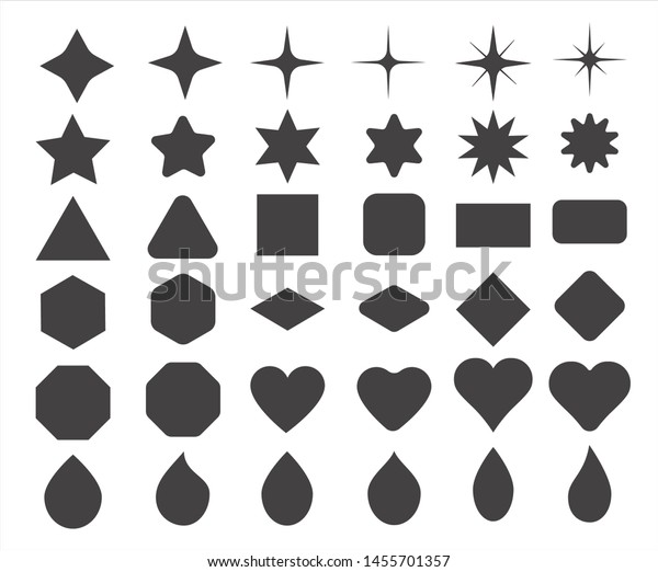 Basic shape elements with sharp and rounded edges\
vector set.