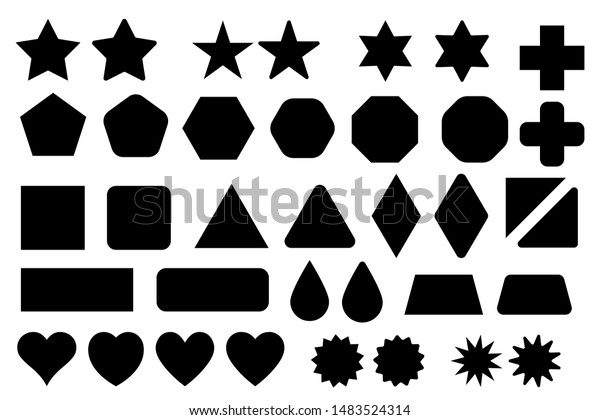 Basic shape elements with sharp and rounded edges\
vector set.