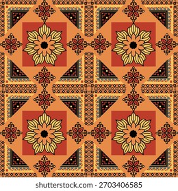 Patrón geométrico inconsútil floral de la forma Básica con las Formas abstractas modernas en estilo retro. Perfecto para el diseño de telas, embalaje, Fondo de pantalla, papel de embalaje, marca y fondos digitales. 