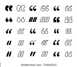 basic shapes for citation. marks or quotes icons set. different speech symbols isolate on white background
