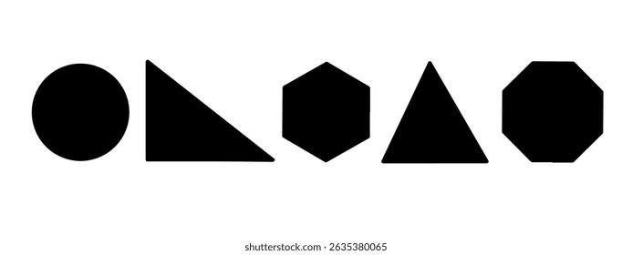 Coleção de formas básicas, conjunto de formas geométricas básicas. Figuras geométricas simples em preto