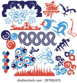 Basic shapes or design elements vector illustration set.