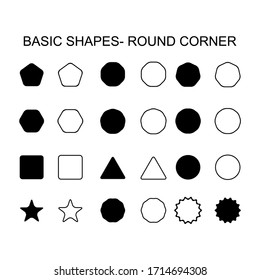 Basic shapes - round corner set icon, vector geometrical collection. vector illustration sign isolated on white background