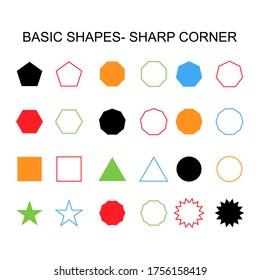 Basic shapes - sharp corner set icon, vector geometrical collection. vector illustration sign isolated on white background