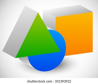 Basic shapes: Triangle, square, circle.
