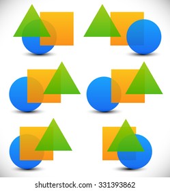 Basic shapes: Triangles, squares, circles with transparency