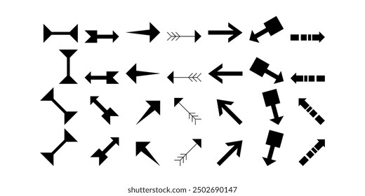 basic shapes, various shapes of simple arrows, design icons, white background.