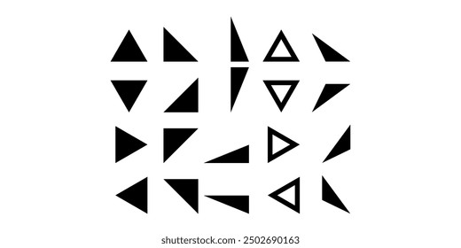 basic shapes, various triangle shapes, design icons, white background.