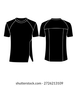 Ilustración vectorial Básica de la silueta de la moda de la camiseta del cuello redondo de la manga corta para el desgaste diario casual y el diseño de la ropa del jersey de los deportes