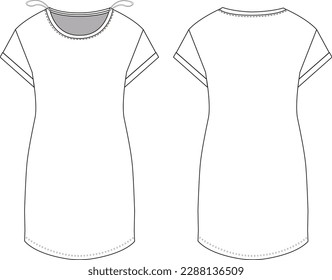Vector técnico de dibujo de la caña de ropa de manga corta básica