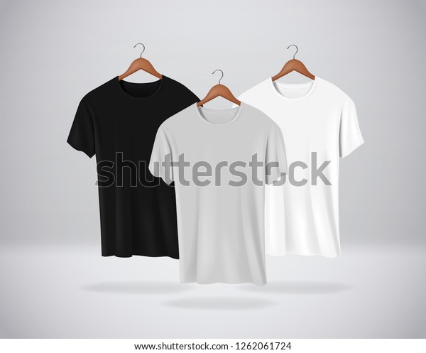 Basic Short Sleeve Tshirts Collection Mockup Stock Vector Royalty Free 1262061724