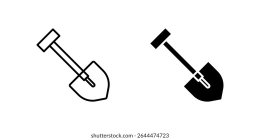 Basic shovel digging tool icon set for gardening, construction, and excavation work. Useful for outdoor labor and landscaping.