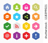 Basic sign icon set. Simple rounded hexagon internet button gray background. Solid plain monochrome color flat tile. Minimal modern metro style. Vector illustration web design elements saved 8 eps
