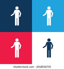 Silihouette básica azul y rojo cuatro colores conjunto de iconos mínimo