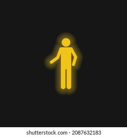 Icono de neón brillante amarillo de la silueta básica