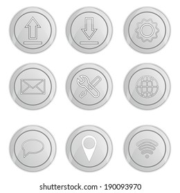 Basic silver metallic internet related icons set