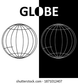 Basic Sketch Globe Black and White for Commercial Use