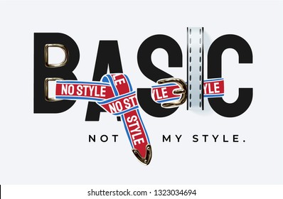 basic slogan typography with belt in loop illustrtaion