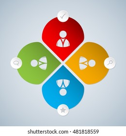 Basic social networking options icon set with person symbol