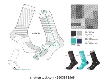 BASIC SOCK MOCK UP VECTOR WITH COMBO COLOUR