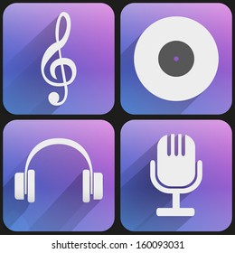 Basic sound music Flat simple icon set for Web and Mobile Application. Illustration of checkpoint. Vector, editable and isolated.