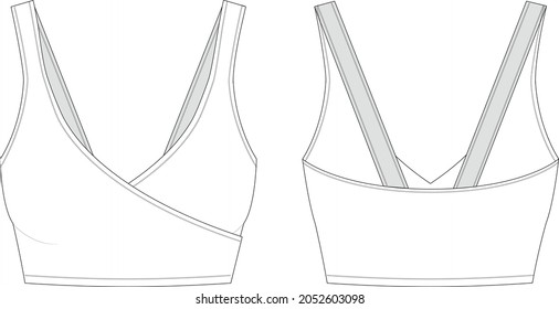 Basic sports bra technical drawing vector