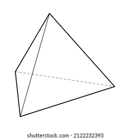 Basic stereometry shape composition with isolated image of tetratohedron with dashed lines vector illustration