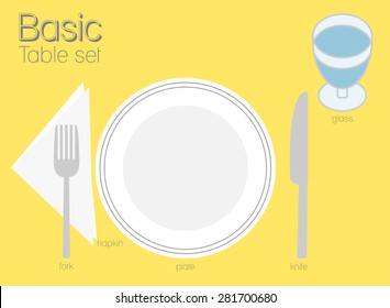 BASIC TABLE SETTING
Common type of table setting for western dining, there is only one dinner plate, knife and fork. Itâ??s look very usual and simple.