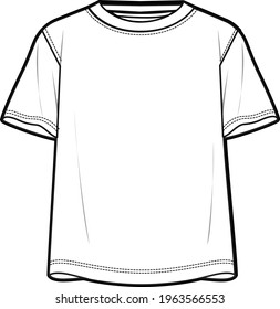 Basic tee flat sketch illustration