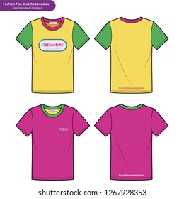 Basic Tee shirt fashion flat technical drawing template
