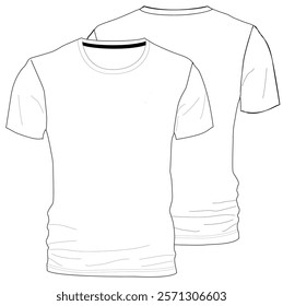 Basic tee shirt flat sketch. 